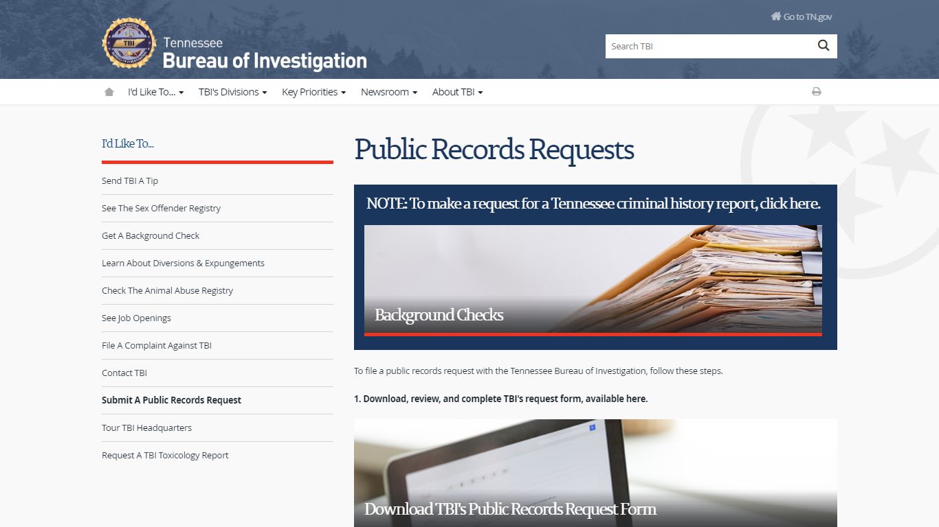 Public Records Request - Tennessee